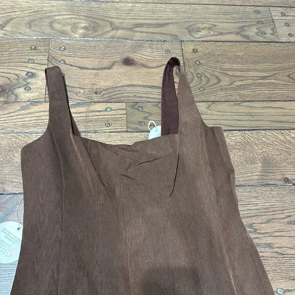 NWT Staud Portrait Square Neck Slit Column Gown Chocolate